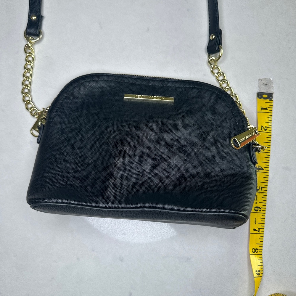 Steve Madden Black Crossbody Bag | Gold Chain Strap | Everyday Casual Purse - Picture 13 of 13